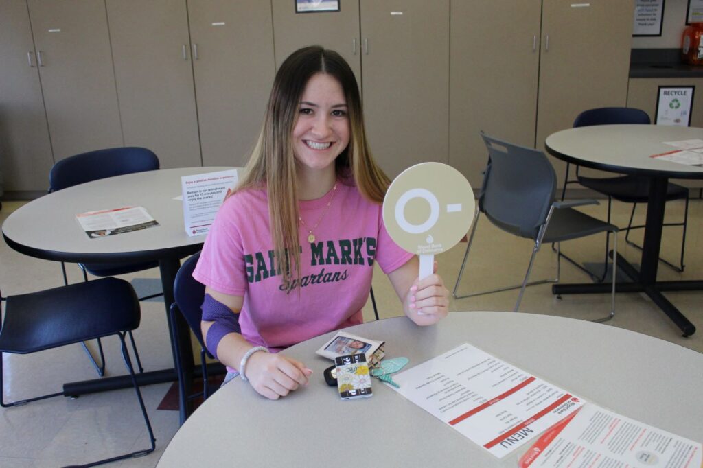 16-year-old Mackenzie Fanning enjoying a snack after her blood donation at BBD.