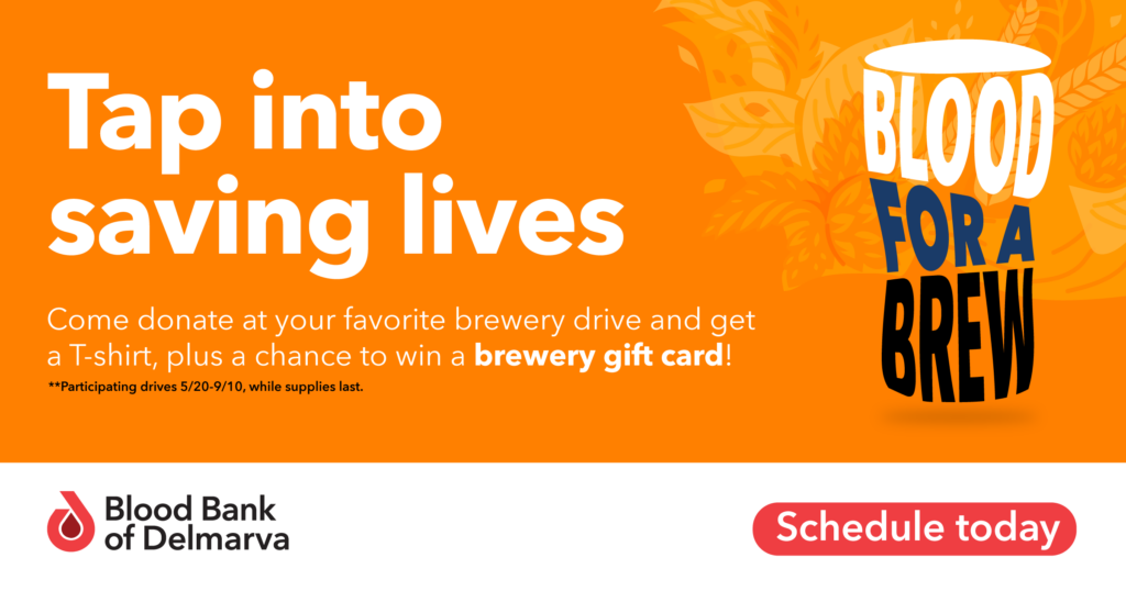 poster reading "Tap into saving lives, Blood for a Brew"