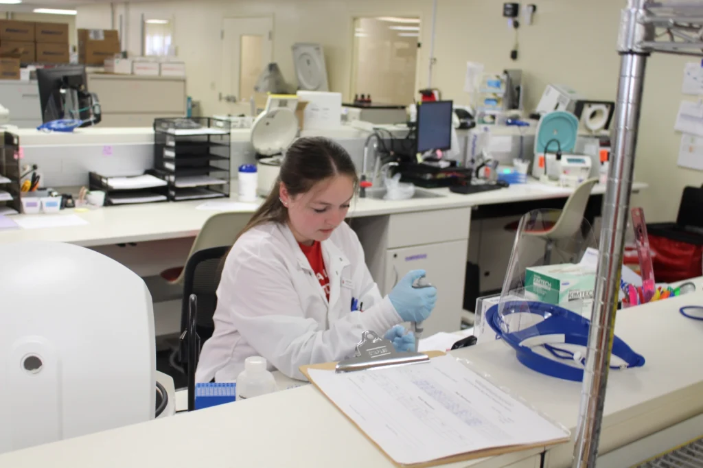 Kelsey Van Thuyne, medical technologists at Blood Bank of Delmarva (BBD)